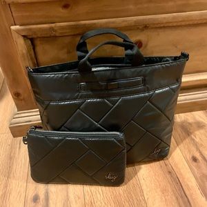 lug tenor with peekaboo pouch- metallic black NWOT